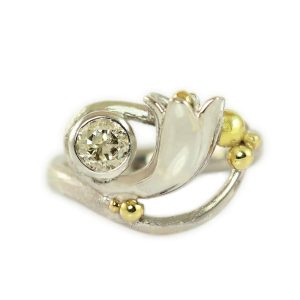 Gold and diamond lily ring