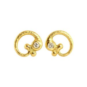 Romantic gold ear studs.