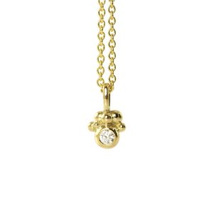 Simple and exclusive bubbling gold pendant with a large diamond in the centre