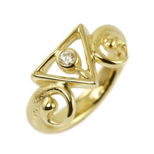 Deathly Hallows symbol ring in gold with white diamond